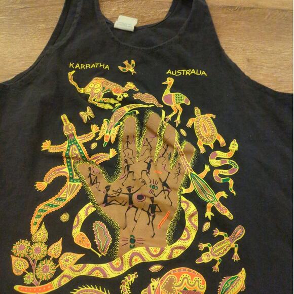 VTG Teez Australia Men's Large Tank Top Shirt Karratha Kangaroo Animals Surfer - Picture 2 of 6